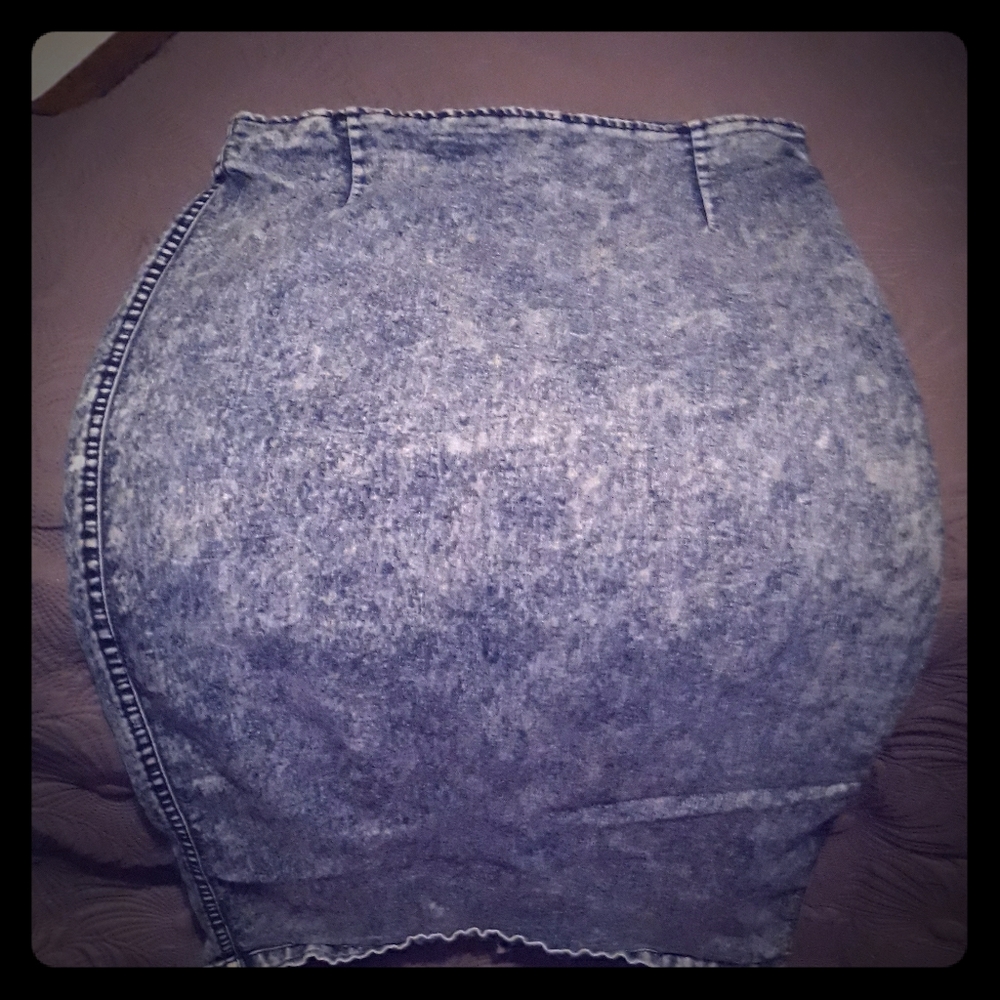 High Waisted Acid Fitted Knee Length Skirt